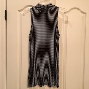 FINAL TOUCH Sleeveless Blk Striped Dress Sz L NWT